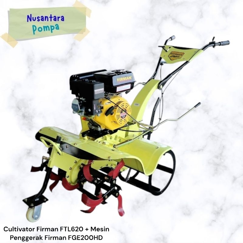 Cultivator Firman FTL620 + Mesin Penggerak Firman FGE200HD