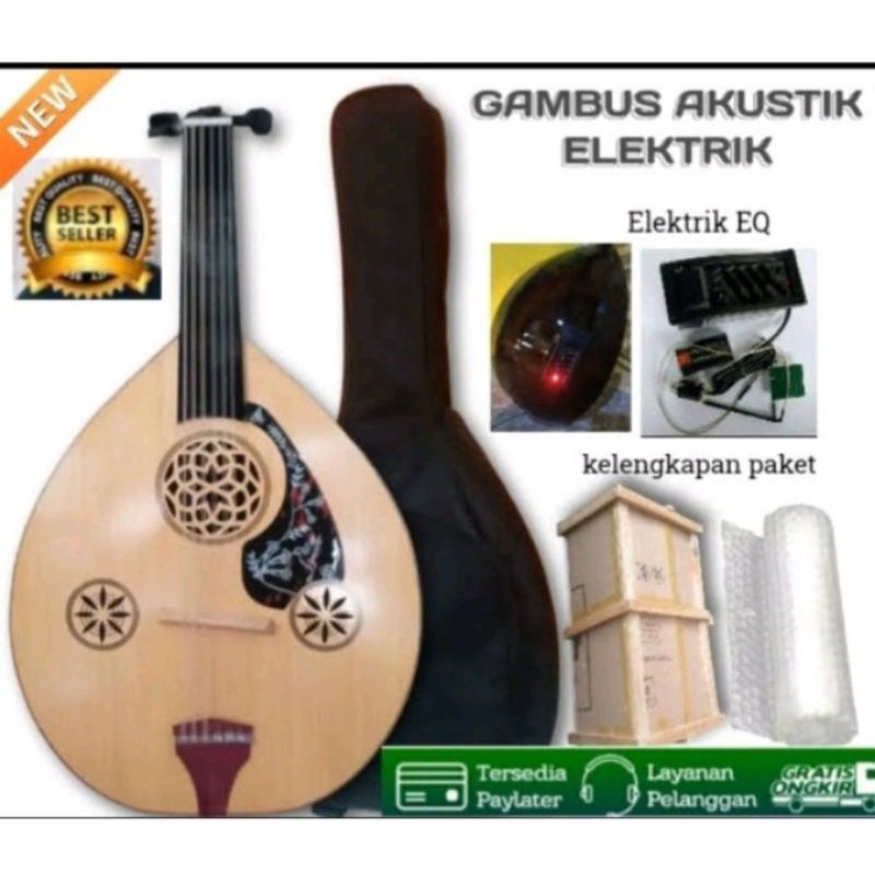 gitar gambus oud cembung elektrik terlaris paket lengkap