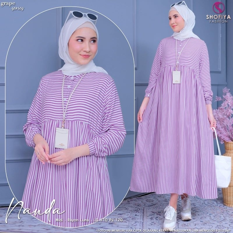 GAMIS NANDA MIDI DRESS ORIGINAL SHOFIYA SFA