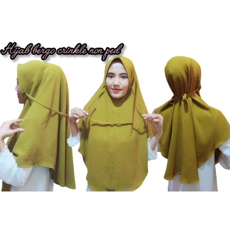 - HIJAB BERGO MARYAM CRINKLE AIRFLOW/ KHIMAR JUMBO TALI NON PED M L XL