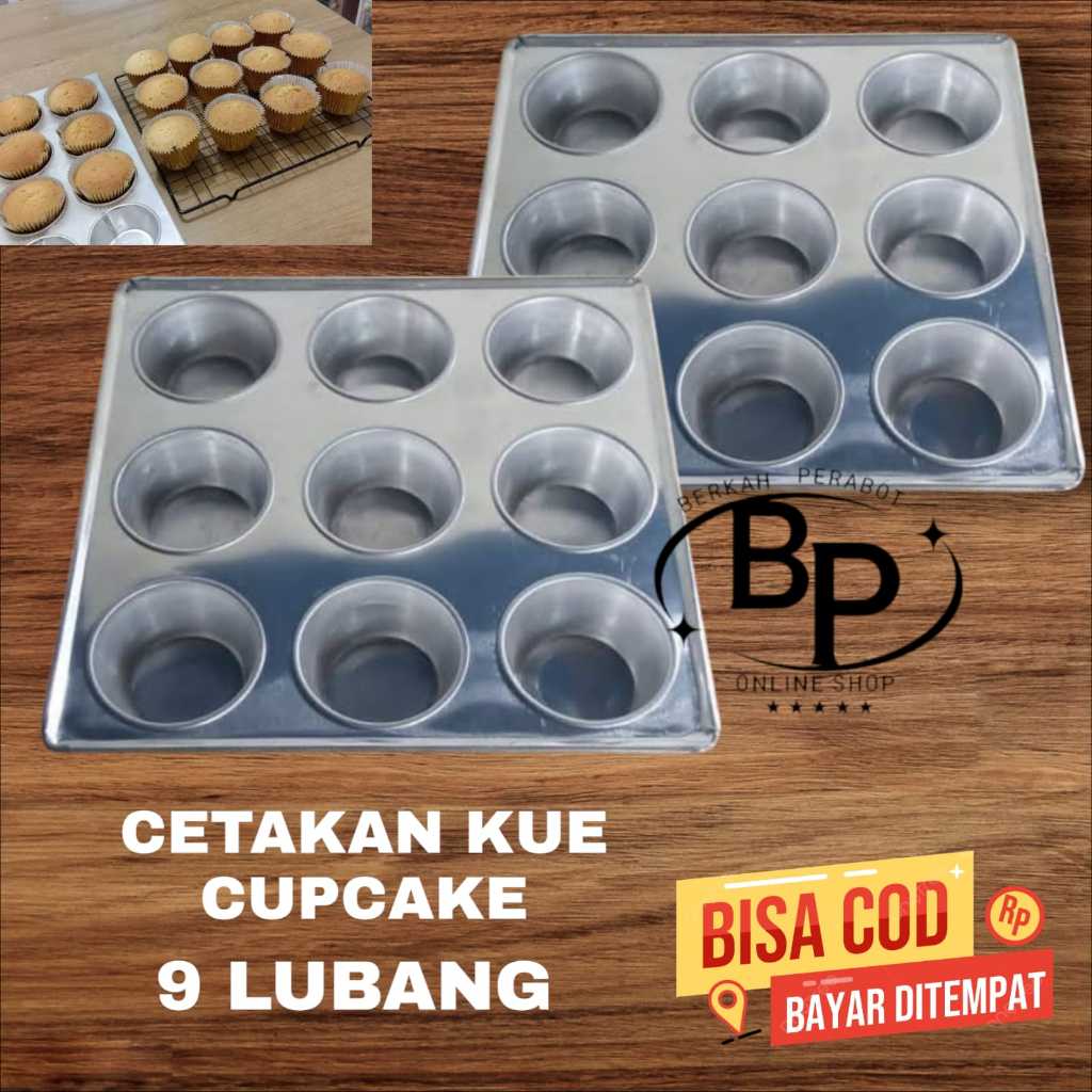 1 PCS CETAKAN KUE MUFFIN CUP CAKE LOYANG MUFFIN CUP CAKE ALUMUNIUM ISI 9 LUBANG