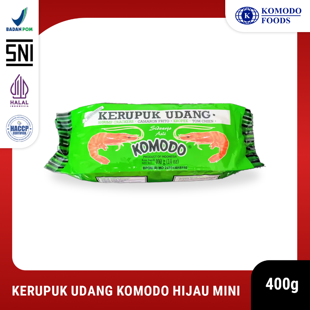 

Kerupuk Udang Komodo Foods Hijau Mini (2x3cm) krupuk tradisional Shrimp/Prawn Crackers 400g