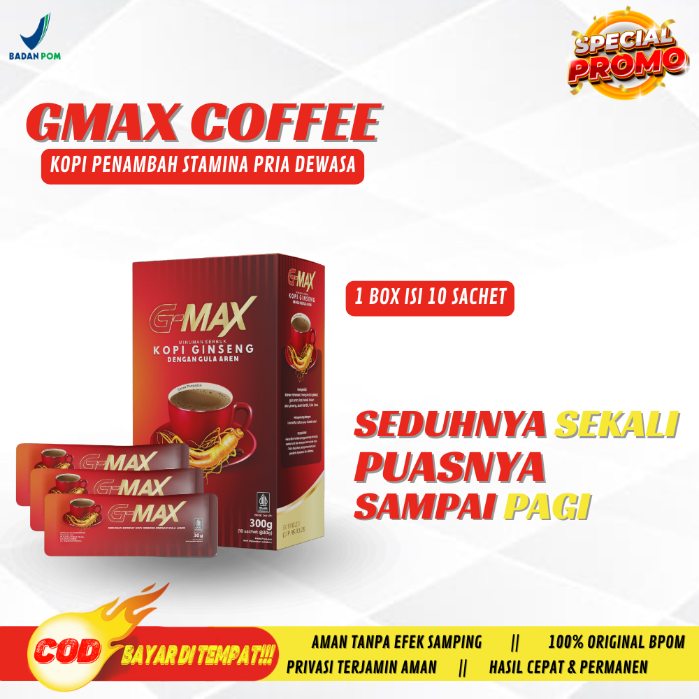 

Kopi Penambah Stamina Pria Dewasa 100% Original Aman Sudah BPOM KOPI GMAX 1 BOX 10 SACHET