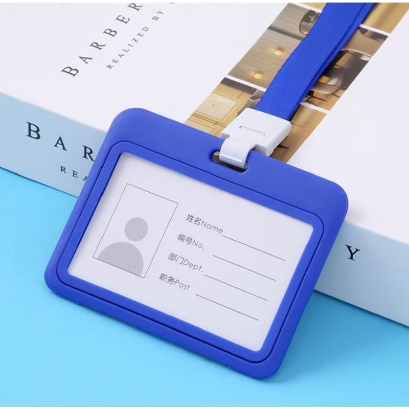 

name tag id card transparan gantungan kartu nama plastik horizontal