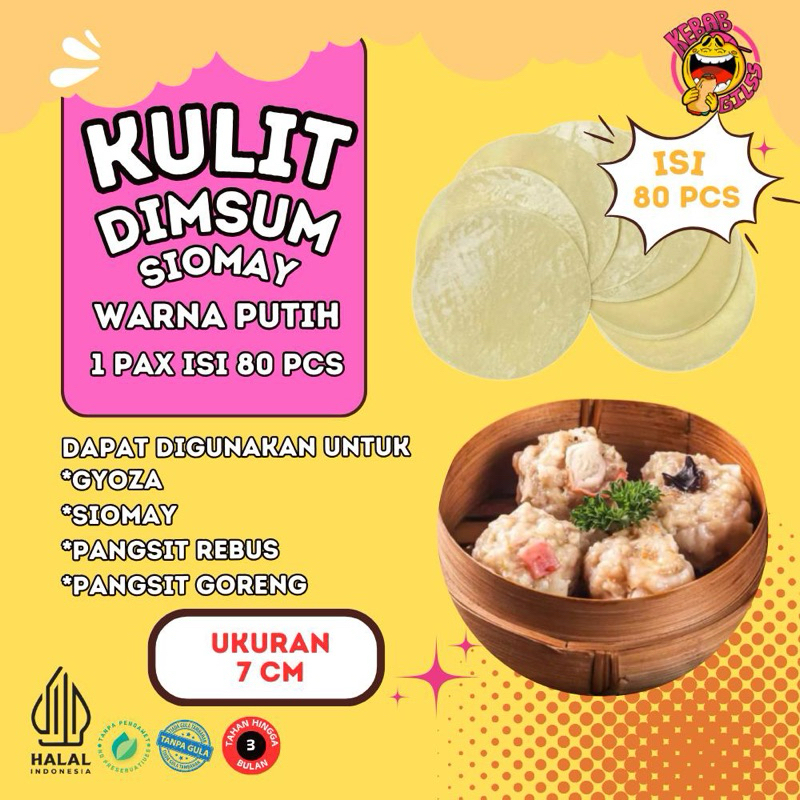 

Kulit Dimsum Siomay 7Cm Premium /Anti Lengket/Tipis /pangsit/gyoza 80 pcs