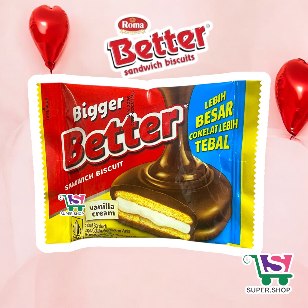 

Better Cokelat Sandwich Biscuit 27 Gram SATUAN Coklat Valentine