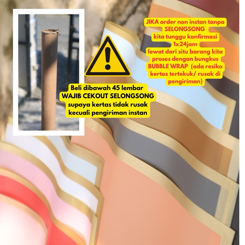 

[5 lembar] K1 Kertas Buket Bunga List Gold Flower Wrapping Motif Line Gold Wrapping Paper Florist