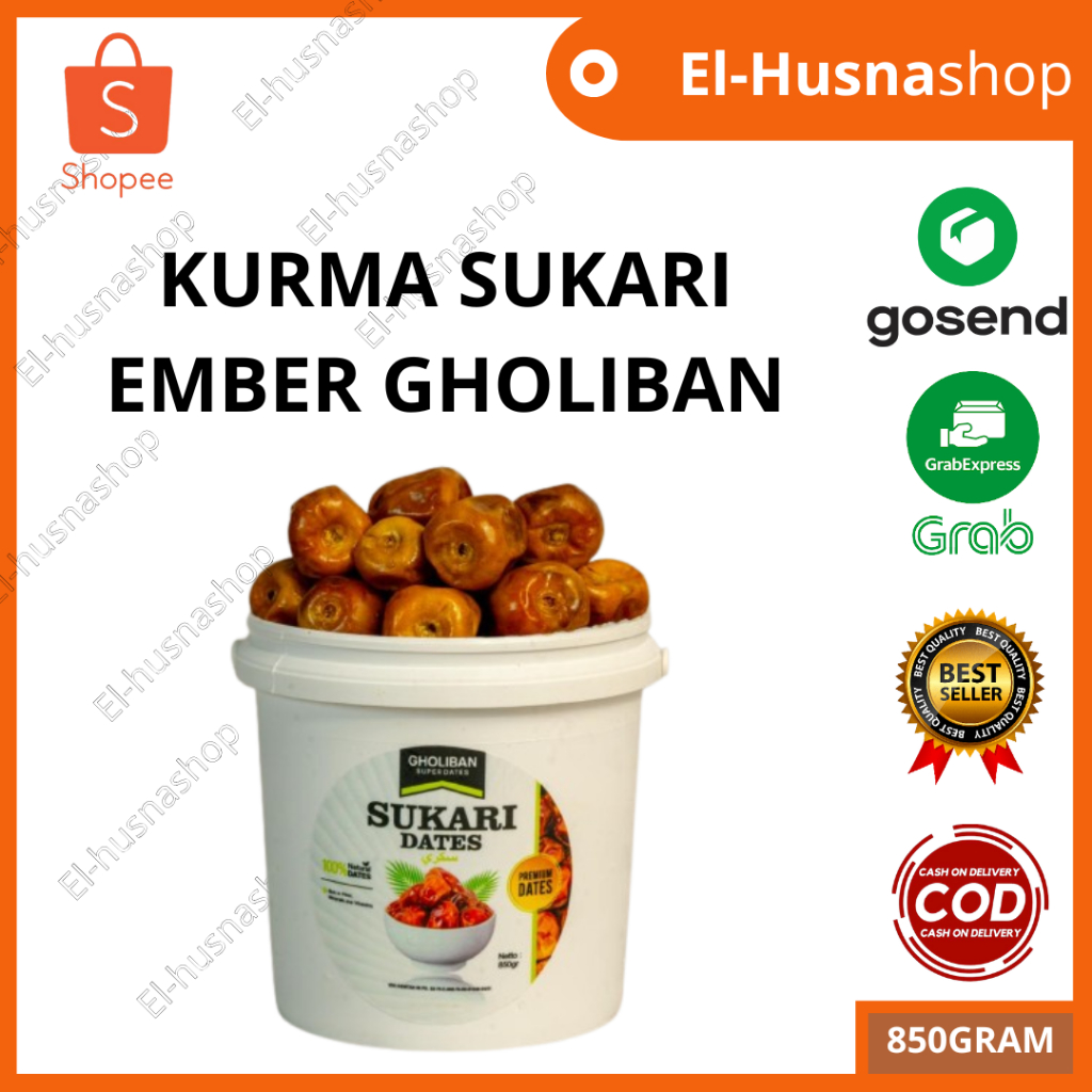 

Kurma Sukari Ember 850gr Gholiban Korma Premium Basah Sukkari Fresh