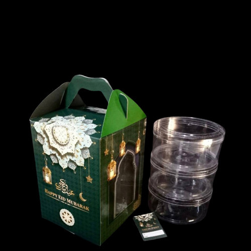 

( 5 pcs ) Dus Toples Kuker 500gr isi 3 Box Jinjing Kue Kering Packaging Hampers Lebaran 15x15x21cm