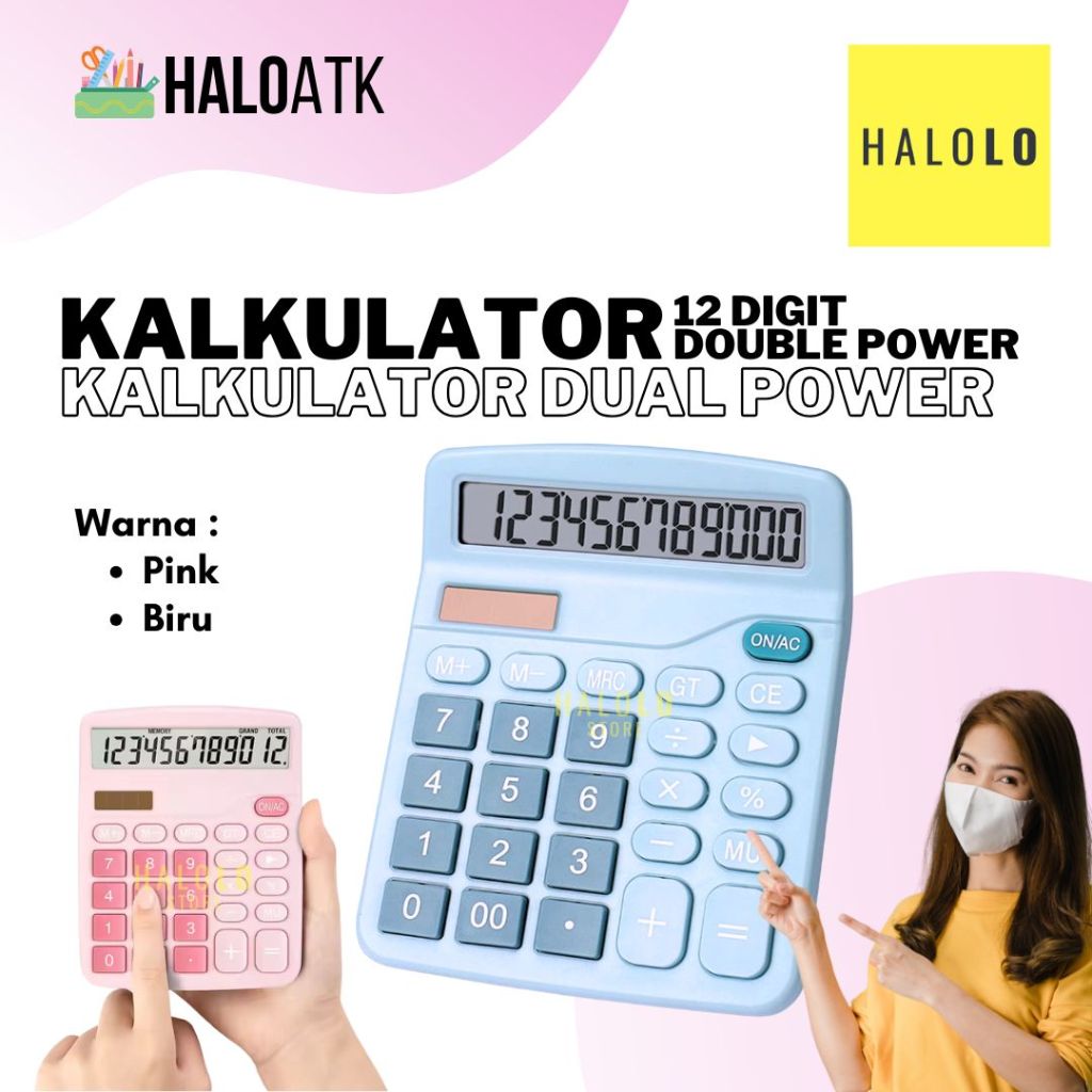 

Kalkulator Calculator Dual Power Kalkulator Warna Pastel 12 Digit