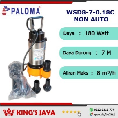 Pompa Celup PALOMA PRO 0.25 HP WSD8-7-0.18C Pompa Celup 0,25 HP