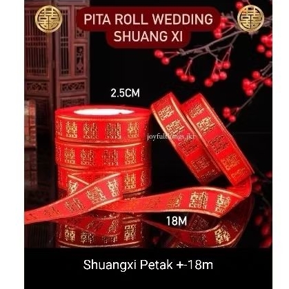 

Pita Roll shuang Xi merah emas/ pita Hi merah sangjit/pita red chinese tradisi orang chinese