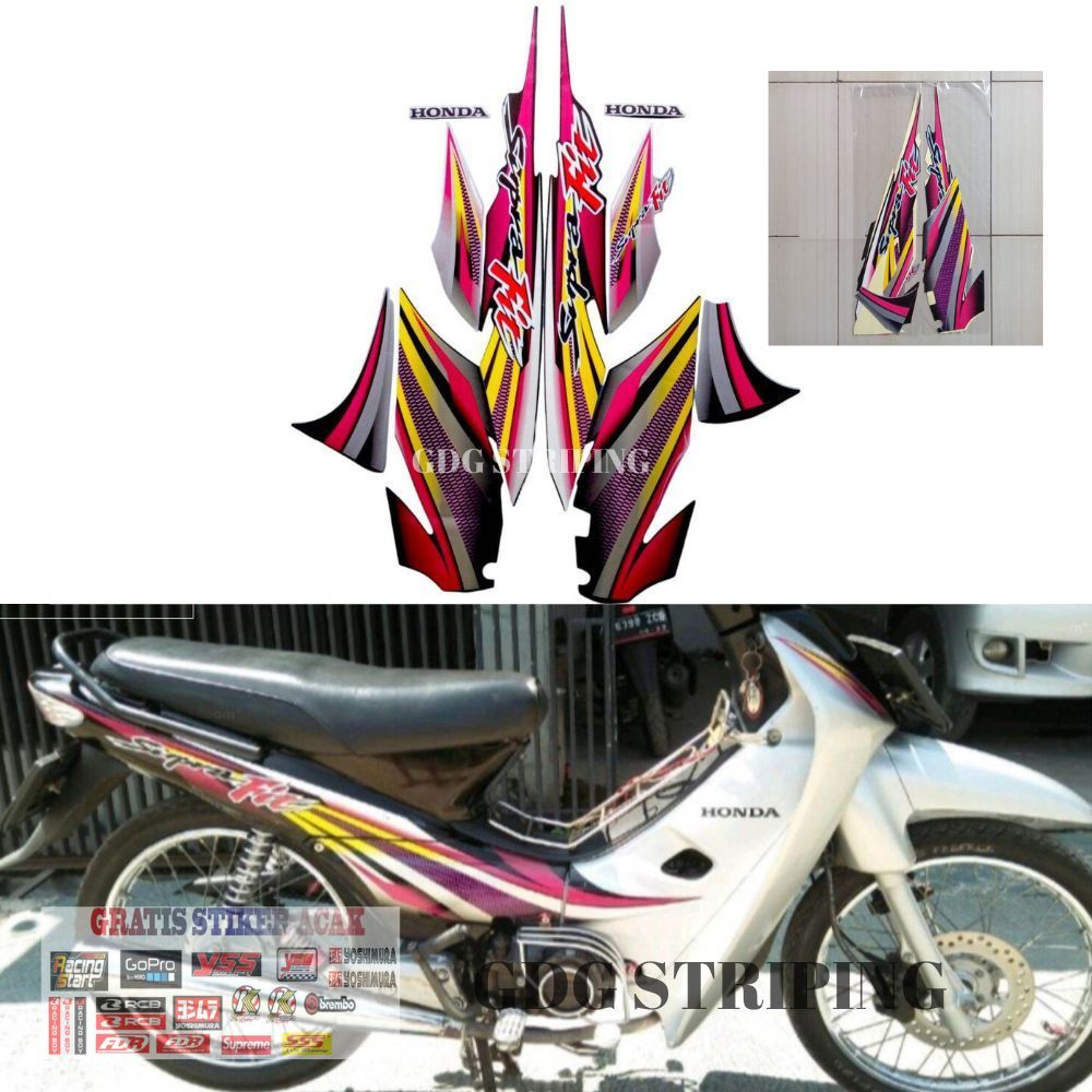 Striping Stiker Motor Honda Supra Fit 2003 2004 Hitam Silver Murah