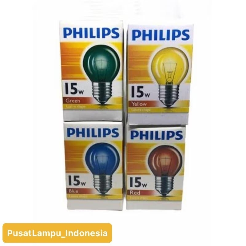 LAMPU BOHLAM PIJAR PHILIPS LAMPU HIAS WARNA WARNI 15W 15 WATT