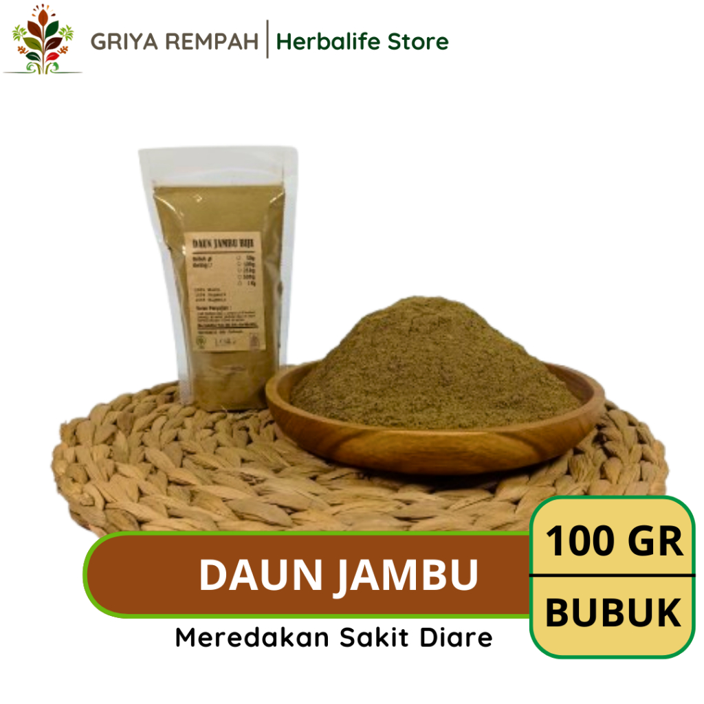 

DAUN JAMBU BIJI BUBUK 100 GRAM Kluthuk Batu Ramuan Rempah Herbal Kering Jamu Tradisional untuk Pencernaan dan Kesehatan Tubuh Simplisia Psidium guajava