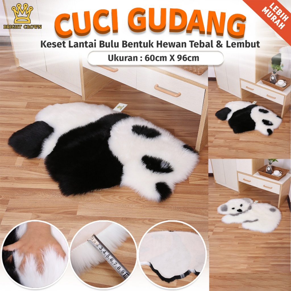 Bright Crown PROMO BELI LOKAL Kawaii Karpet Bulu Rumah Karakter Premium Class  Uk 60 x 96cm