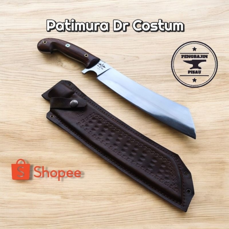 Promo Pisau Bowie Potong Daging/Tulang Baja Sup9 Sepuh Fulltank Sarung Kulit