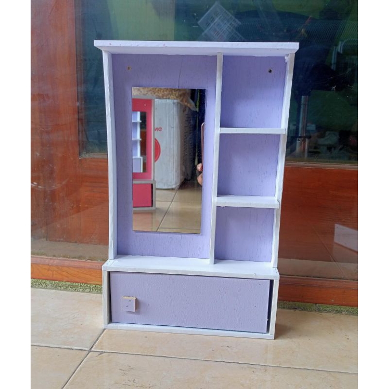 Cermin Rias Minimalis TerMurahRak Kosmetik Gantung Meja rias/Rak Rias Gantung Viral 40x25 warna Rand