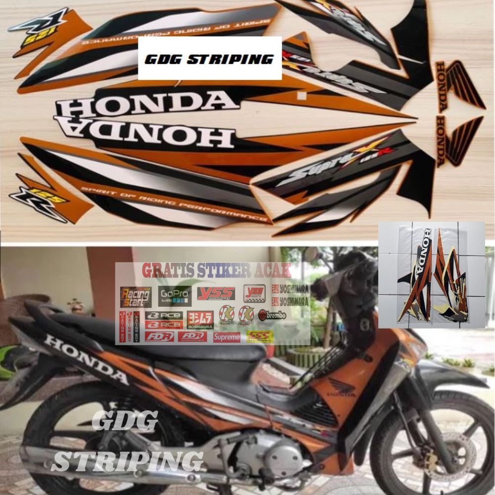 Striping Stiker Motor Honda Supra X 125 R 2006 Coklat Murah