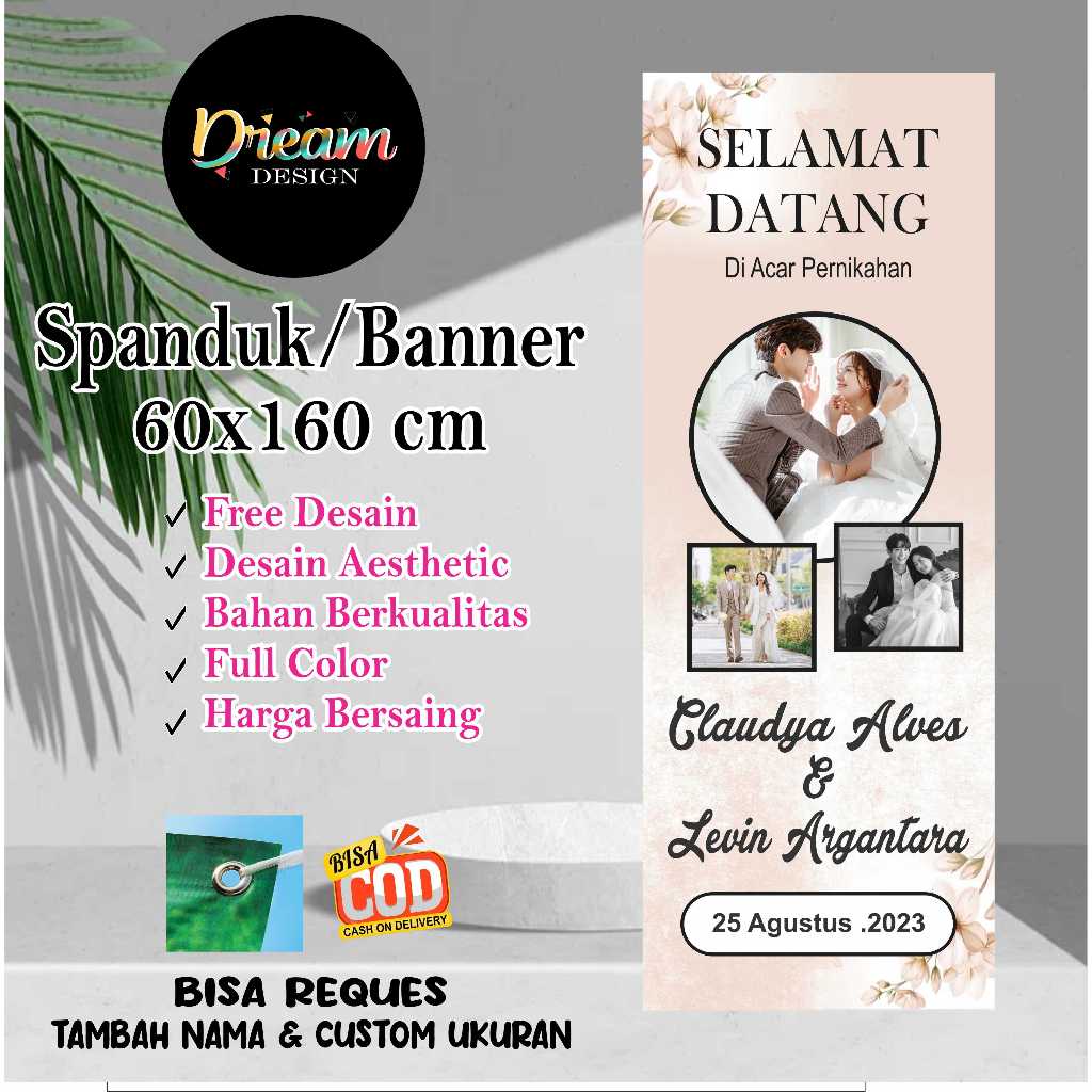 Spanduk  60x160 cm spanduk selamat datang acara pernikahan Custom Desain