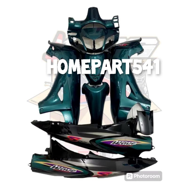 BODY HALUS HONDA KARISMA D 125 HIJAU BOTOL SET STRIPING WAVE CUSTOM