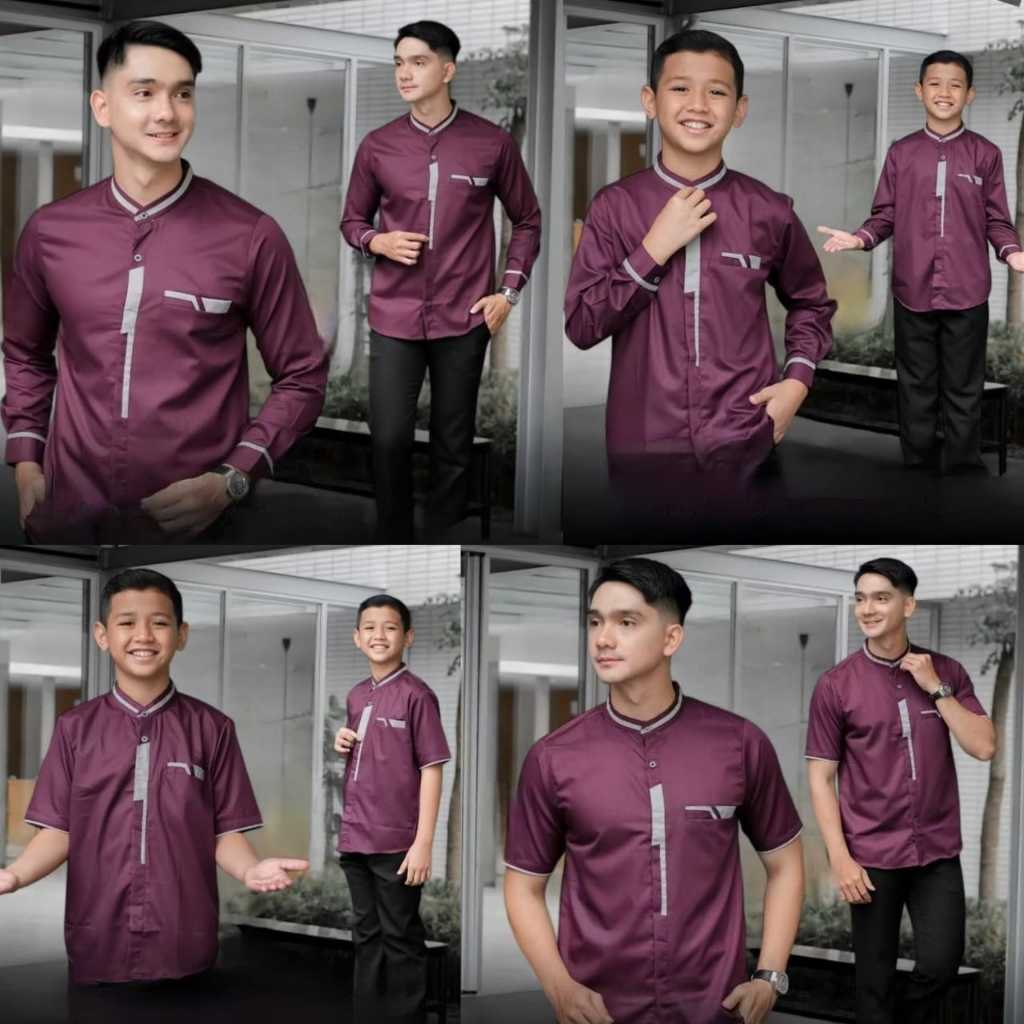 (SALE) KOKO LEGIA - Baju Koko Couple Ayah dan Anak Remaja Laki laki Warna Ungu Purple Burgundy Burgu