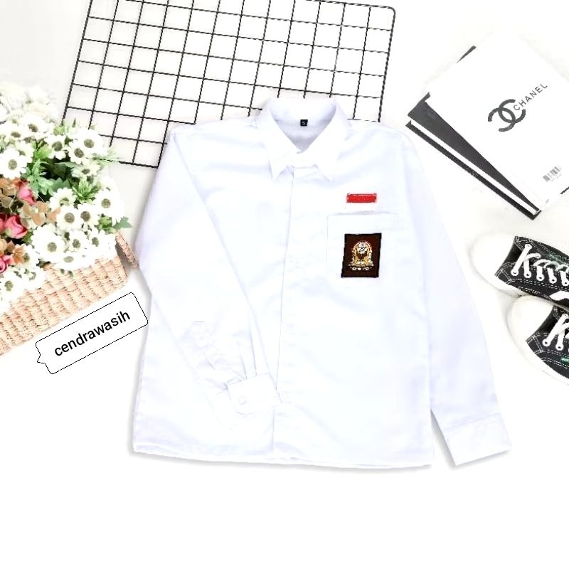 Baju putih SMA premium lengan panjang Bahan premium oxford putra cowok seragam sekolah SMA