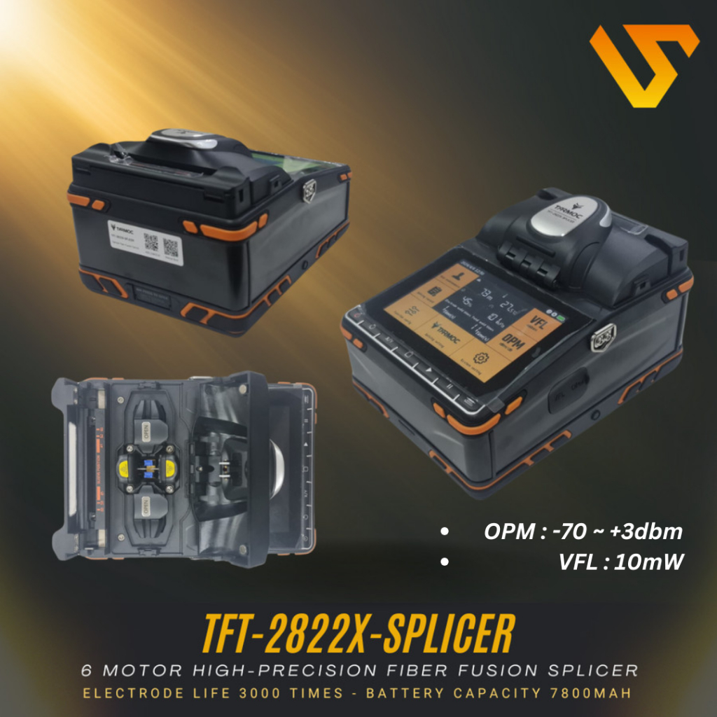 Tarmoc TFT-2822X-SPLICER | 6 Motor Fiber Optic Fusion Splicer  Alat Splicing