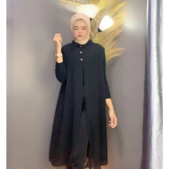 Outer Cardigan Ceruty Babydoll Polos Tanpa Lengan / Cardigan Fashion Muslim By Azka Collection