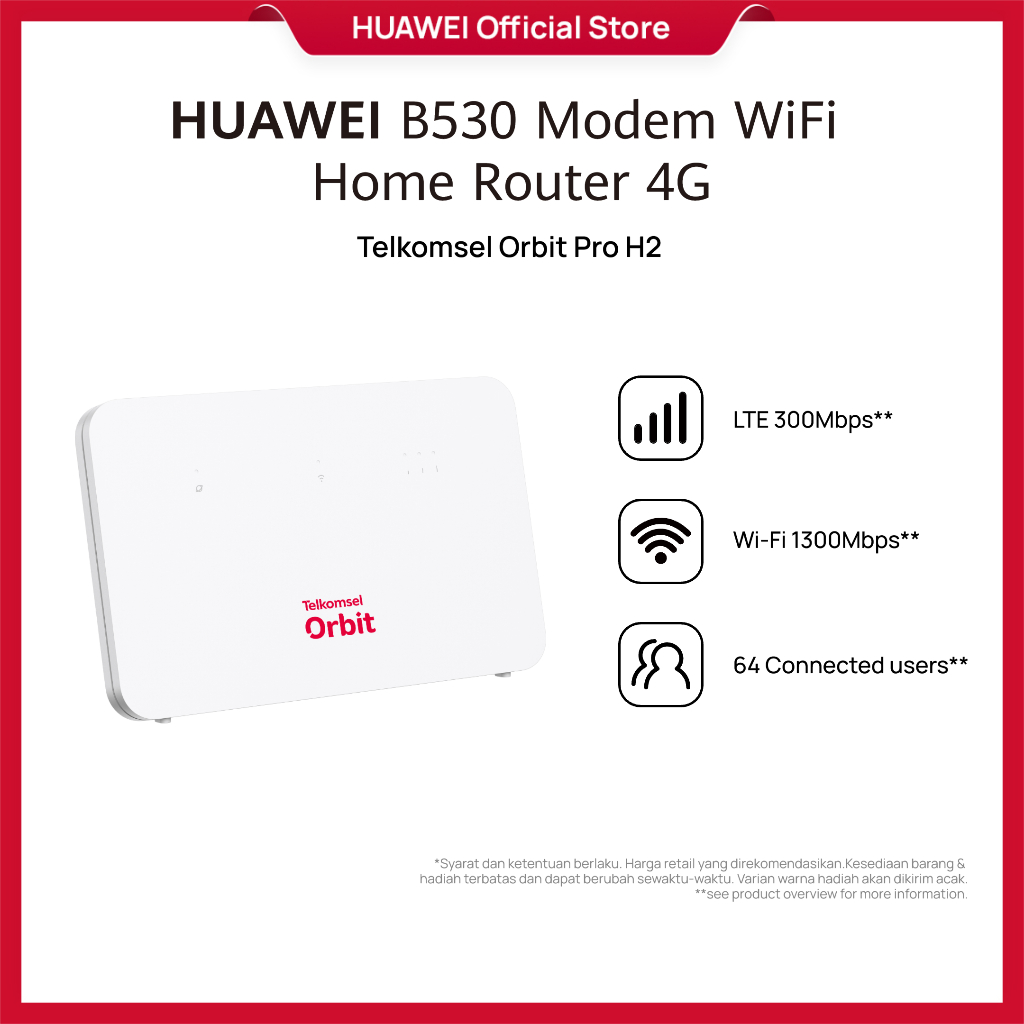 [PayDay Voucher s/d 15%] HUAWEI Telkomsel Orbit Pro H2 B530 Home Router Modem WiFi 4G High Speed Mod