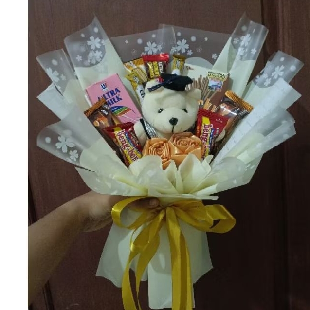 

Buket boneka wisuda snack poky/susu ultramilk