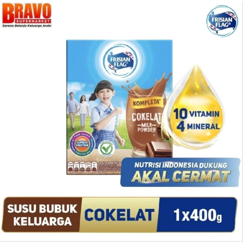 

Frisian Flag Kompleta Susu Bubuk Rasa Vanila & Cokelat 400g - Susu Bubuk Berkualitas