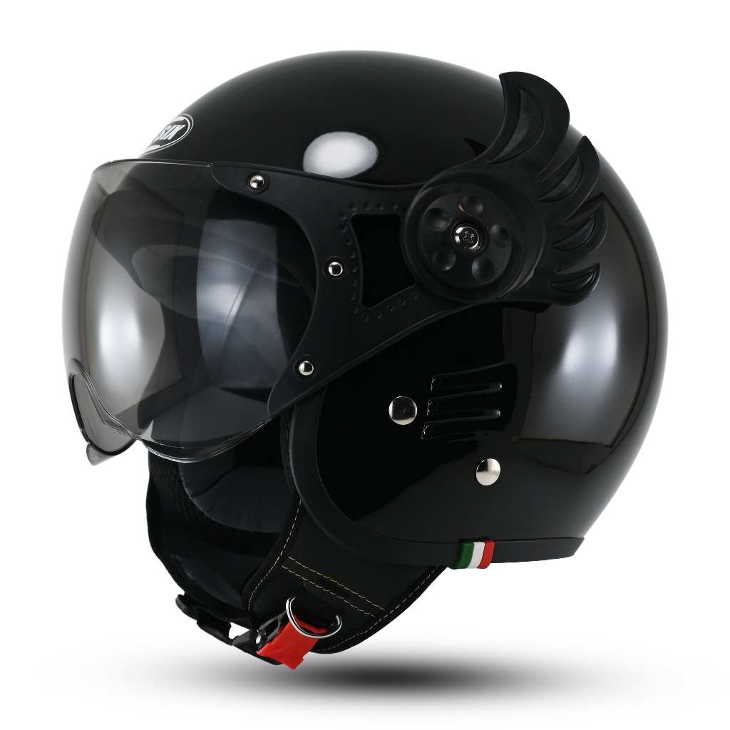 Helm Rsix Retro Pilot Italy Gundala Helem Bogo Cowok Cewek SNI Half Face Kekinian