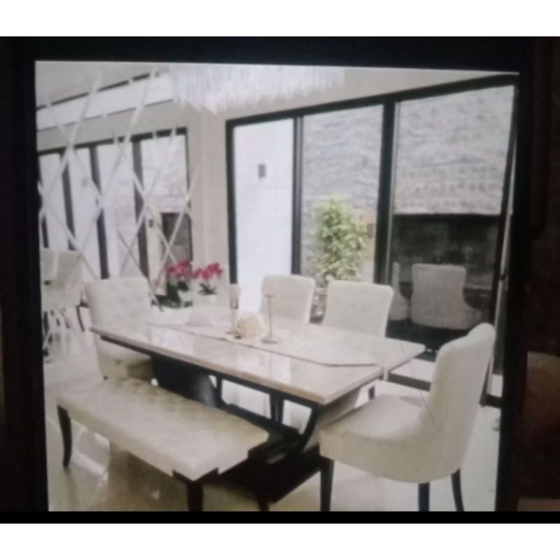 MEJA MARMER ASLI CREAM 160X80