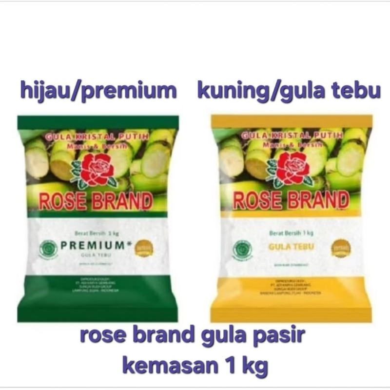 

rose brand gula pasir kemasan 1 kg kuning/hijau