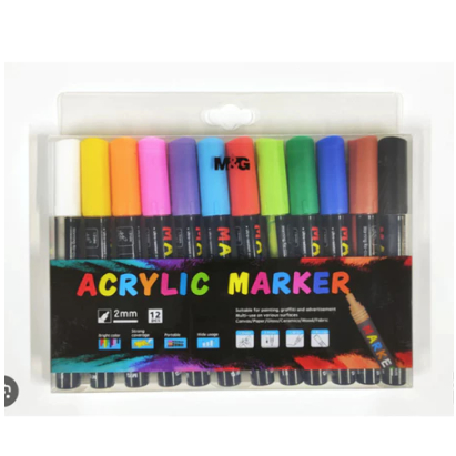 

Spidol Akrilik/ Acrylic Marker Set 12 Multifungsi Paint Marker Segala Permukaan