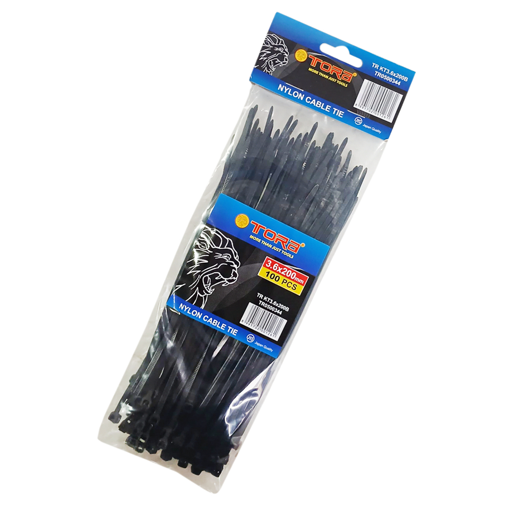 

TORA Kabel Tis Nylon 3.6 x 200 mm - Tali Ikat Warna Hitam 100 Pcs