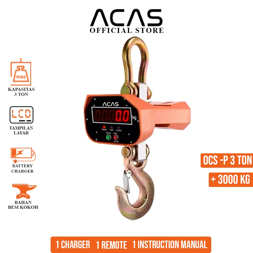 ACAS Ocs- Pa Timbangan Gantung Remot Digital 3 Ton