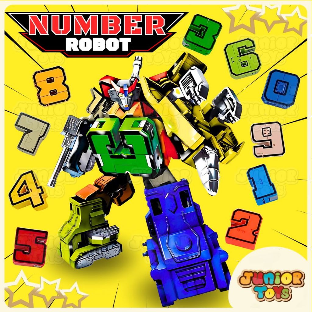 Robot Angka Mainan Transform Number 10in1 Bisa Berubah Dan Digabung