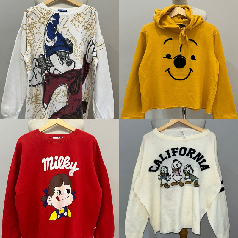 [SALE]PRELOVED CREWNECK SWEATER BRAND GEMOY disney, champion, betty boop, polo raph laurent, colza, 