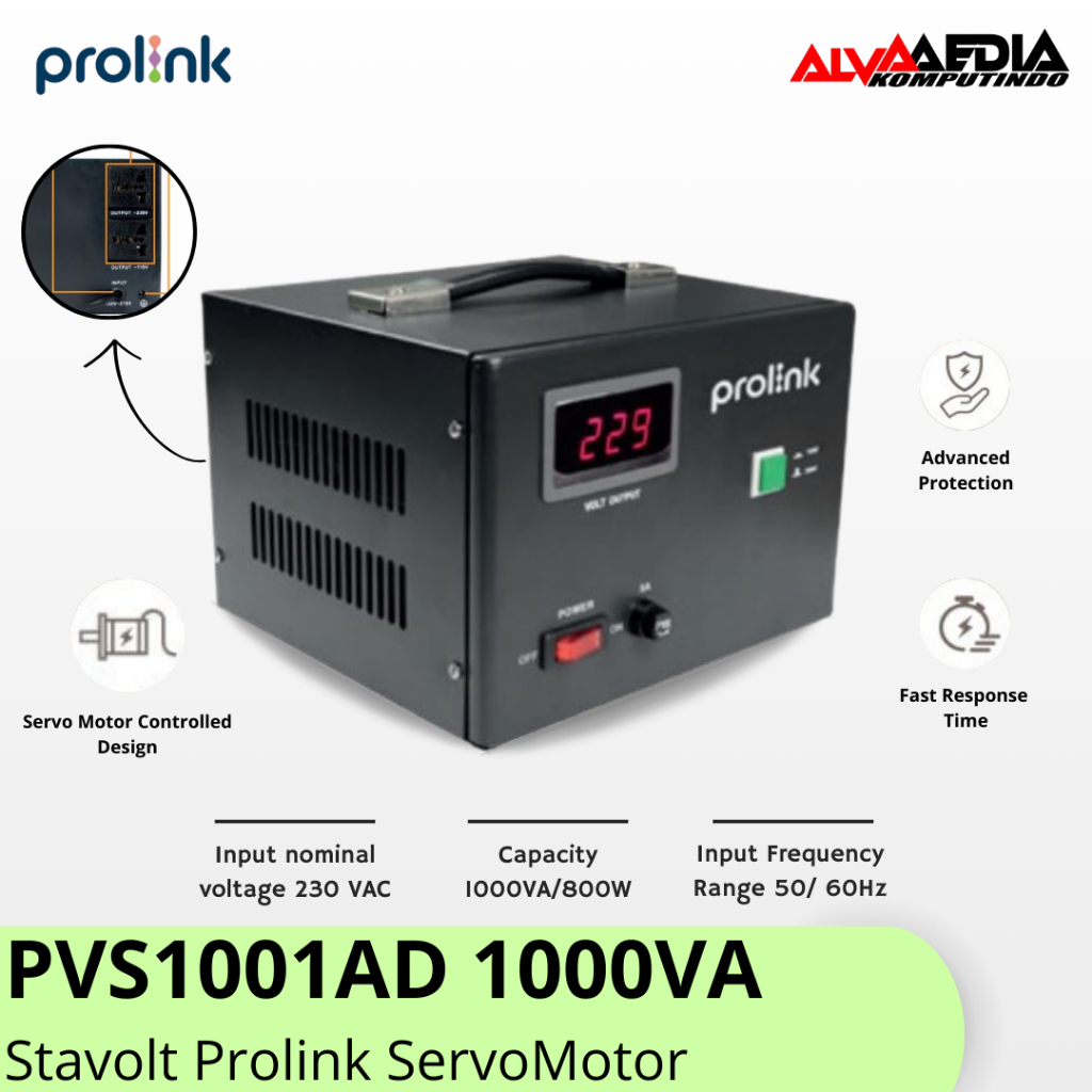 STABILIZER - STAVOLT PROLINK SERVOMOTOR  PVS1001AD 1000VA, PVS2001CD 2000VA, PVS3001CD 3000VA, PVS50