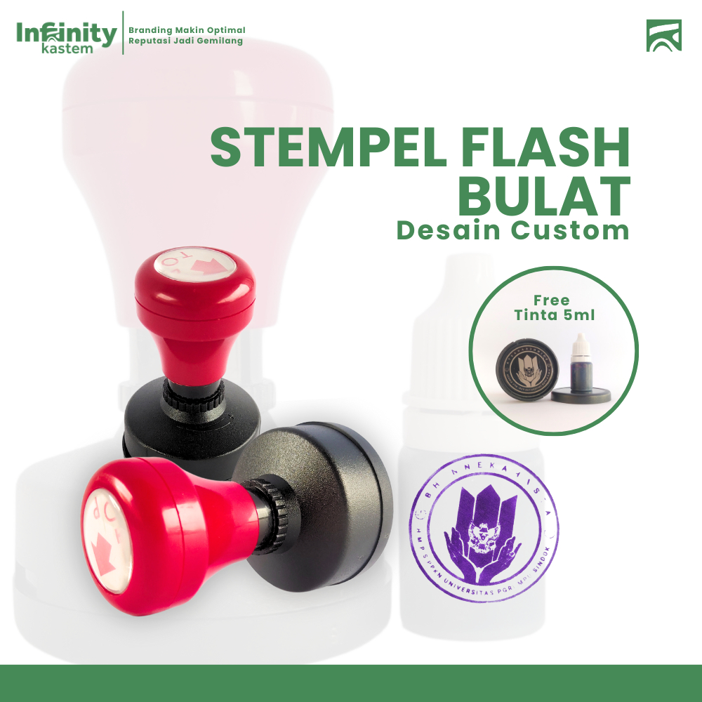 Stempel Flash Custom Bulat Free Tinta, Custom Stempel Flash Bulat Infinity Kastem