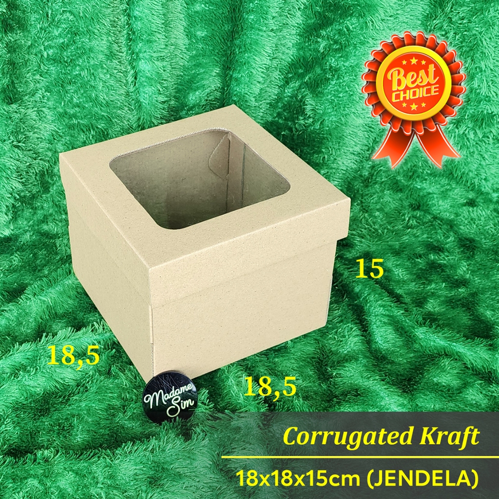 

KOTAK KUE - CAKE BOX - DUS BOLU 18x18x15 - JENDELA (ISI : 10 PCS)