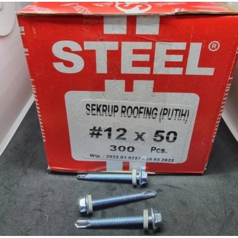 Sekrup Roofing steel 12x50 putih isi 300