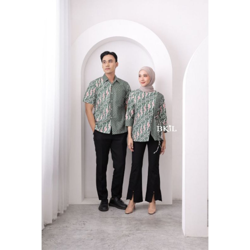 Batik Couple Pria Wanita Atasan Batik Couple Hem Pria Bluse Wanita Terbaru Batik Kantor Batik kerja 