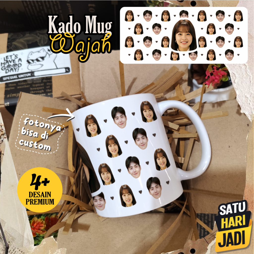 Gelas Mug Custom Design Foto Lucu Hadiah Ulang Tahun Pernikahan Wisuda Graduation Buat Cewek Cowok