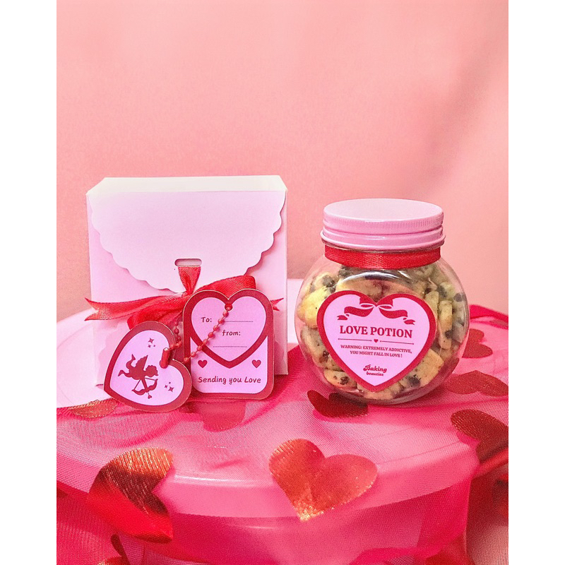 

LOVE POTION - PREMIUM FULL BUTTER mini heart crunchy choco chips cereal cookies! kue kering love snack camilan