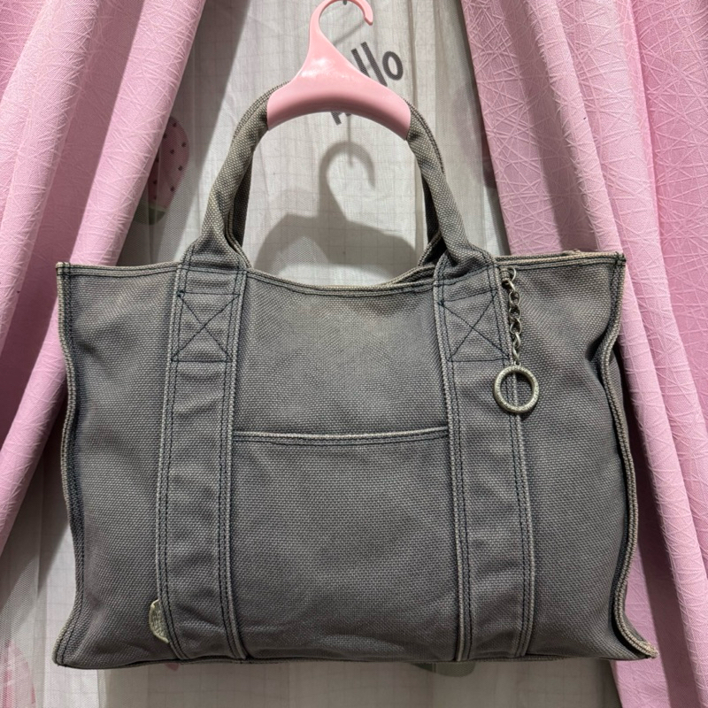 tas handbag kanvas tebal. tas handbag wanita preloved abu abu