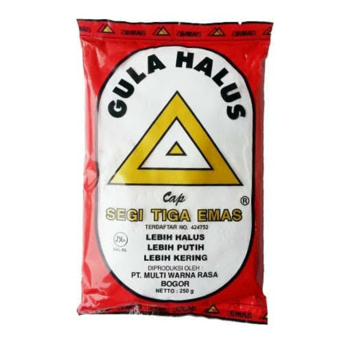 

GULA DONAT SEGITIGA EMAS MERAH PACK 250GR - PER DUS ( ISI 20 PCS )