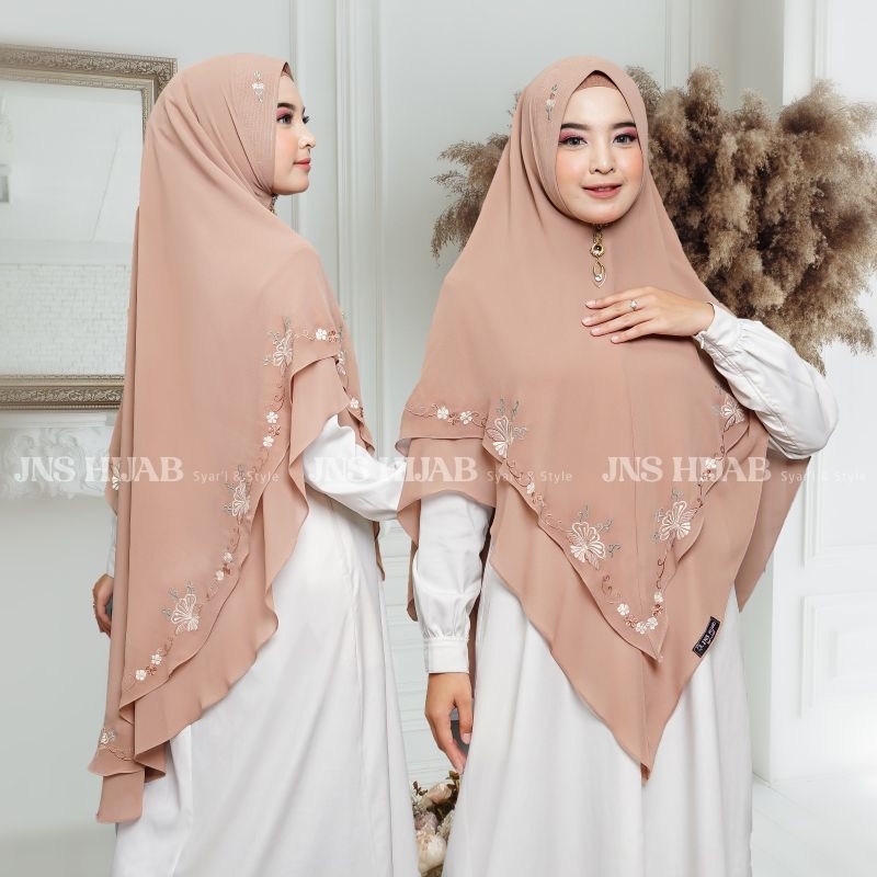 TERPOPULER namira BORDIR/khimar bordir/hijab syari 2 layer/jilbab JNS